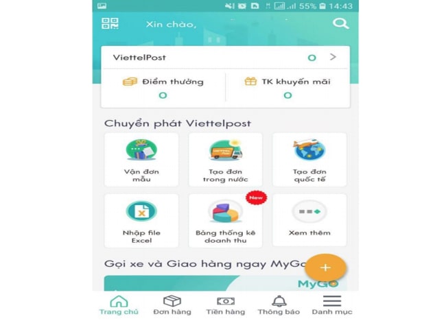 Giao diện app Viettel Post